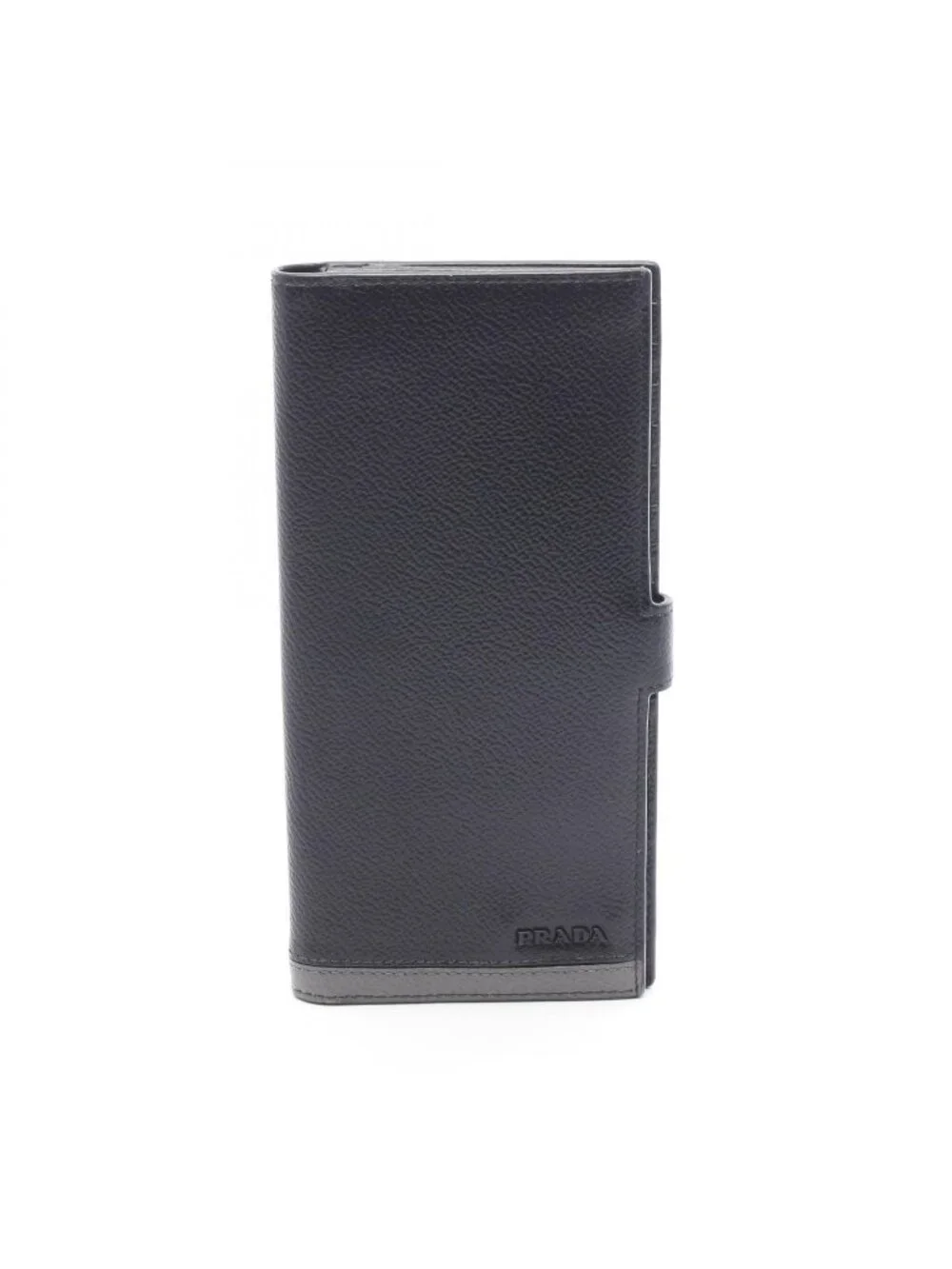 Prada Bifold Wallet Black Gray Leather Long Billfold